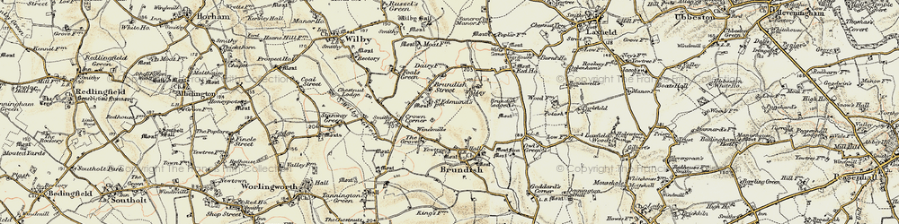 Old map of Brundish Lodge in 1901