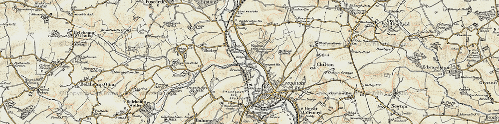 Old map of Brundon in 1898-1901