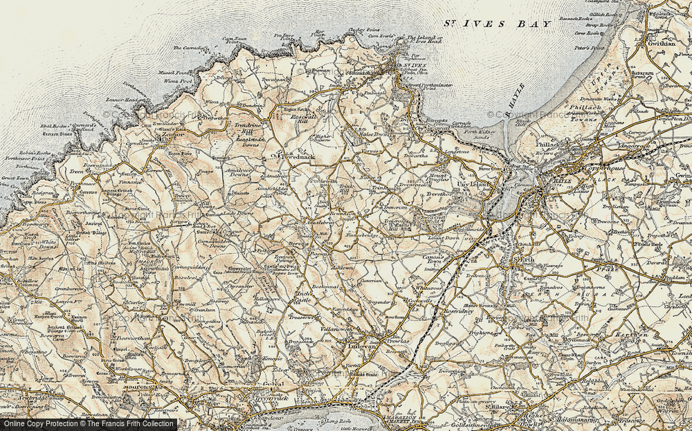 Old Map of Brunnion, 1900 in 1900