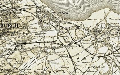 Old map of Brunstane in 1903-1904