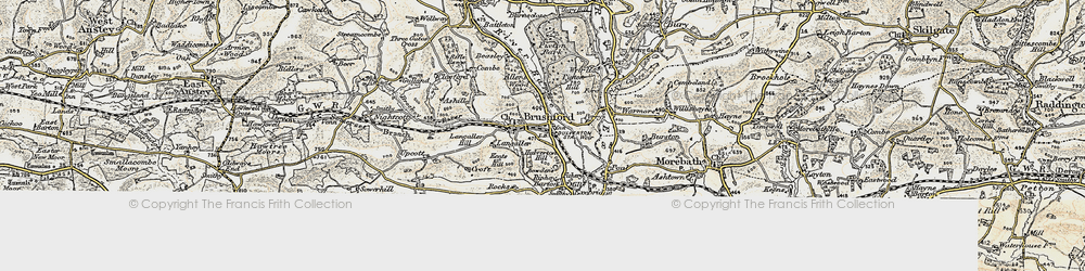 Old map of Brushford in 1898-1900
