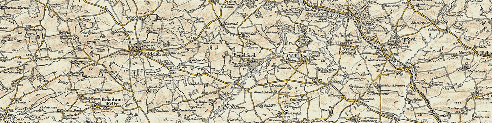 Old map of Brushford in 1899-1900