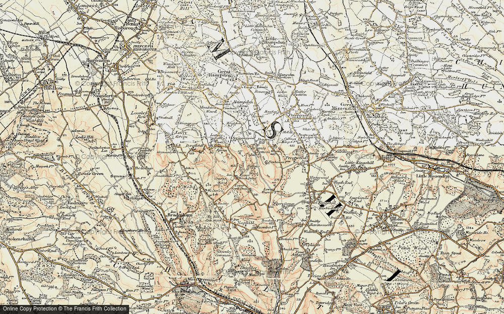 Old Map of Historic Map covering Denner Hill in 1897-1898