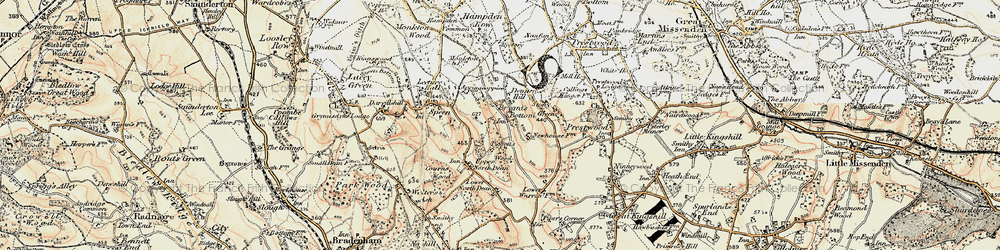 Old map of Bryant's Bottom in 1897-1898