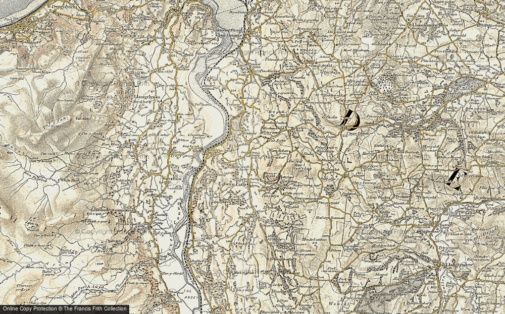 Old Map of Historic Map covering Bodnant in 1902-1903