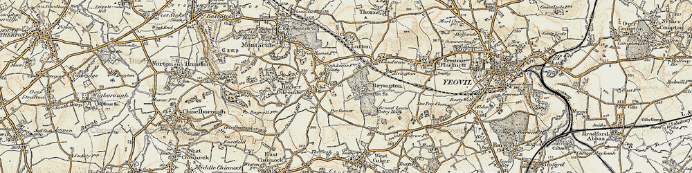Old map of Brympton D'Evercy in 1899