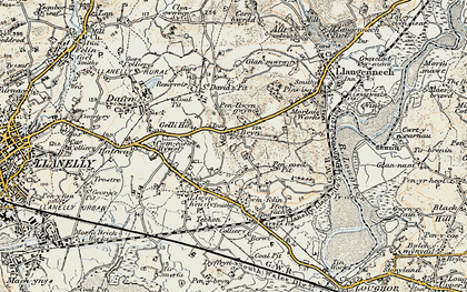 Old map of Bryn in 1900-1901