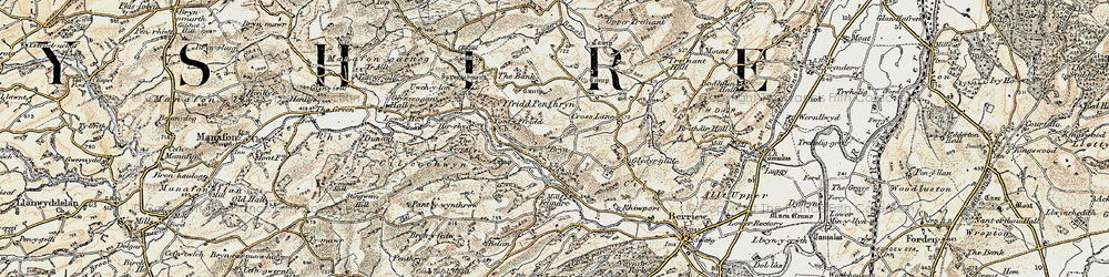 Old map of Bryn in 1902-1903