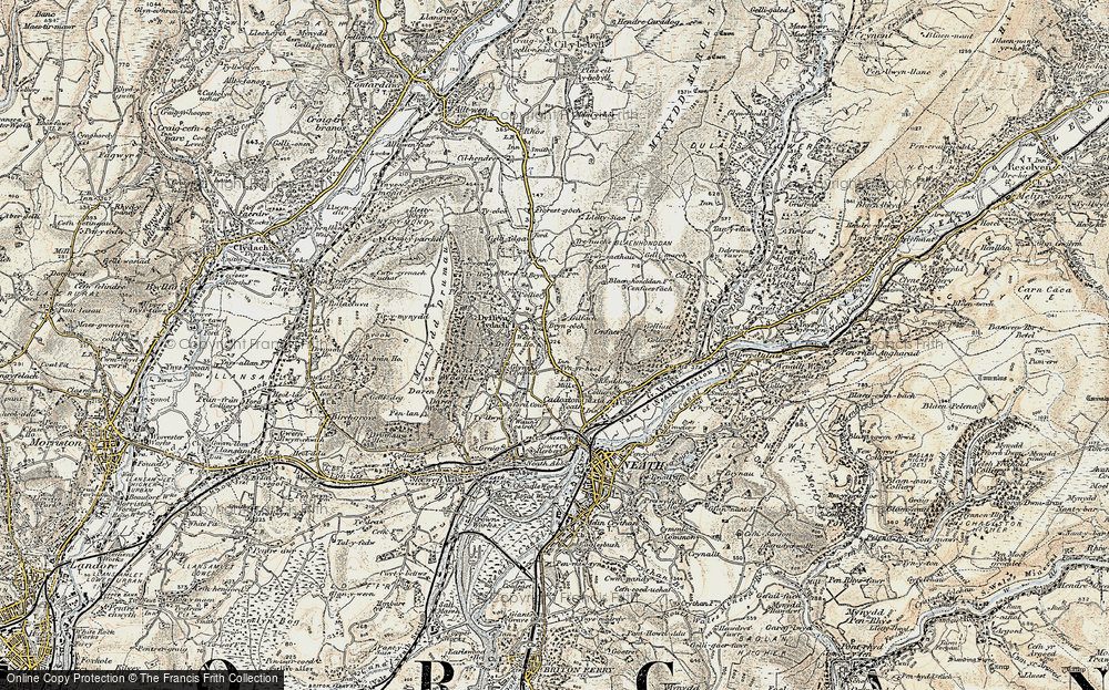 Old Map of Historic Map covering Bryncoch in 1900-1901