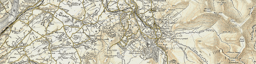 Old map of Bryn Eglwys in 1903-1910