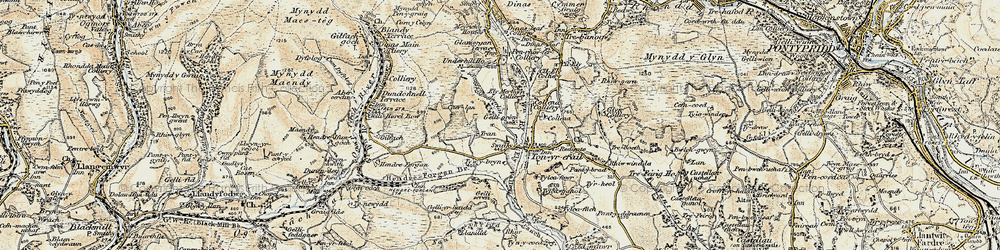 Old map of Bryn Golau in 1899-1900