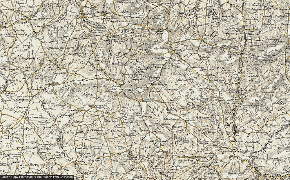Old Map of Historic Map covering Afon Fawr in 1901