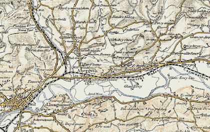 Old map of Bryn Myrddin in 1901