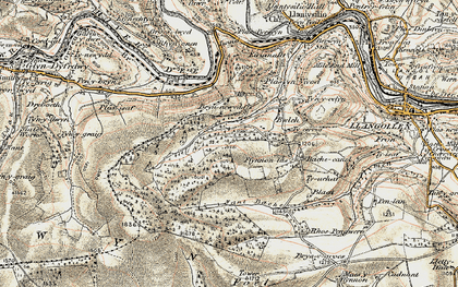Old map of Blaen Bache in 1902-1903