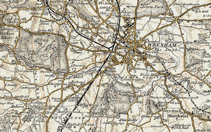 Old map of Bryn Offa in 1902