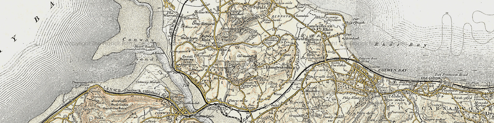 Old map of Bryn Pydew in 1902-1903