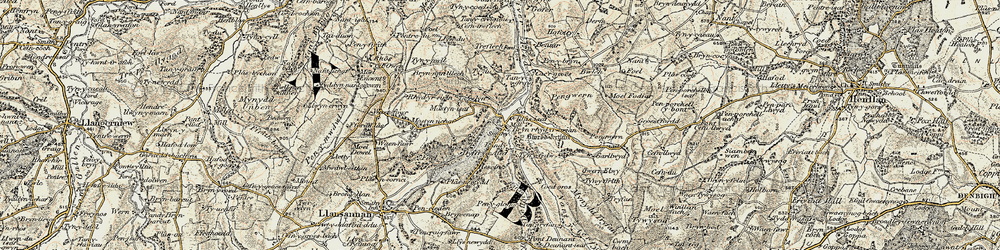 Old map of Bryn-nantllech in 1902-1903