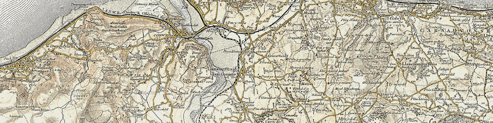 Old map of Bryn-rhys in 1902-1903