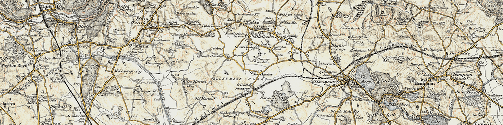 Old map of Bryn-y-cochin in 1902