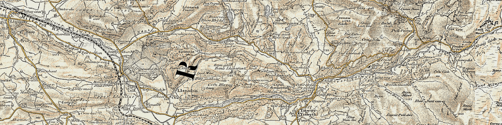 Old map of Brynafan in 1901-1903