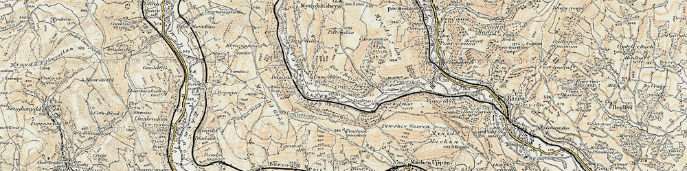 Old map of Brynawel in 1899-1900