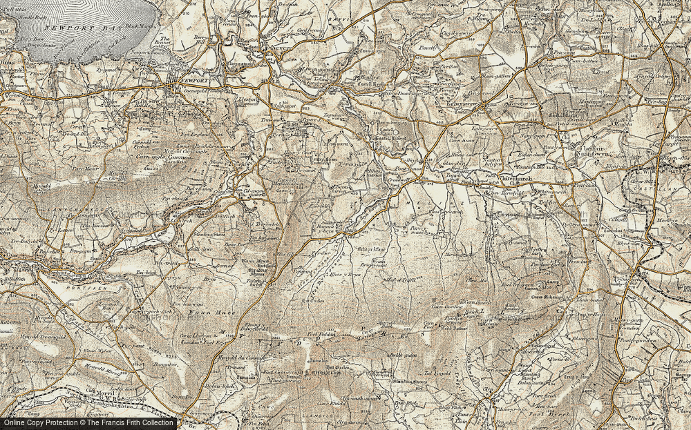 Old Map of Historic Map covering Afon Bryn berian in 1901