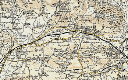 Old map of Bryncae in 1899-1900