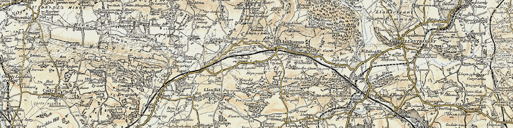 Old map of Bryncae in 1899-1900