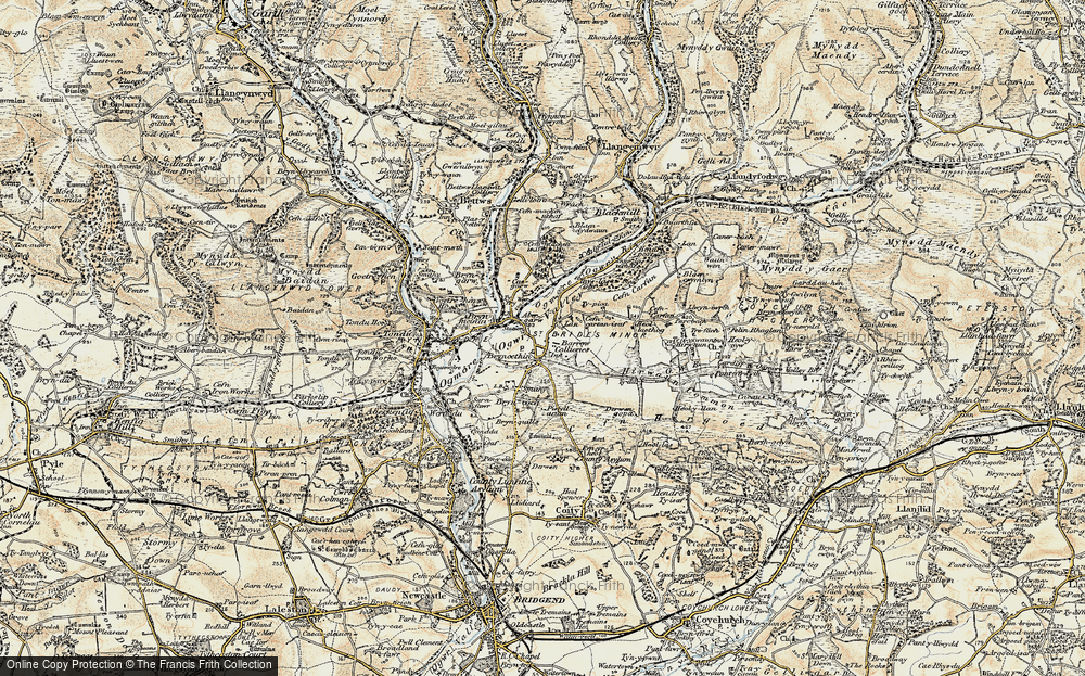 Old Map of Bryncethin, 1899-1900 in 1899-1900