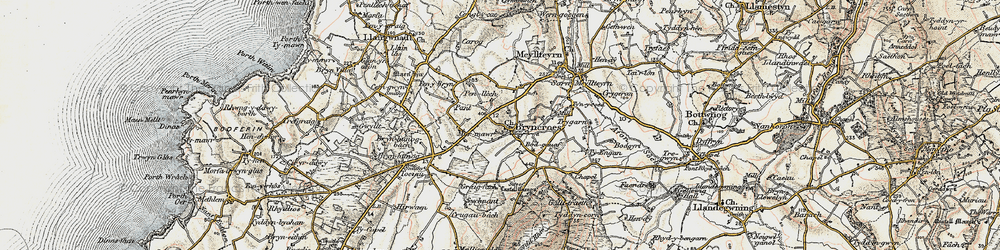 Old map of Bryncroes in 1903
