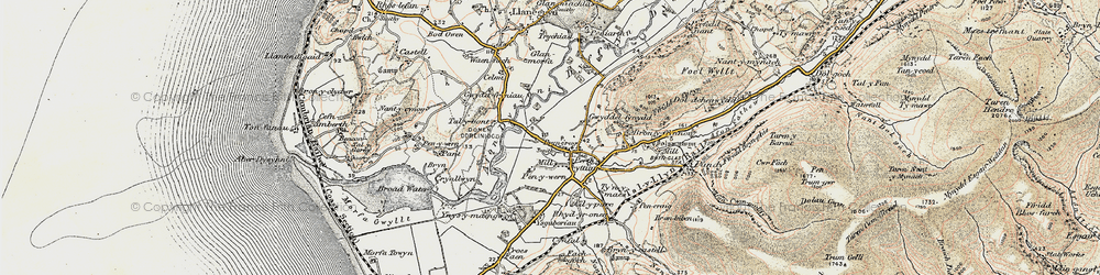Old map of Afon Dysynni in 1902-1903