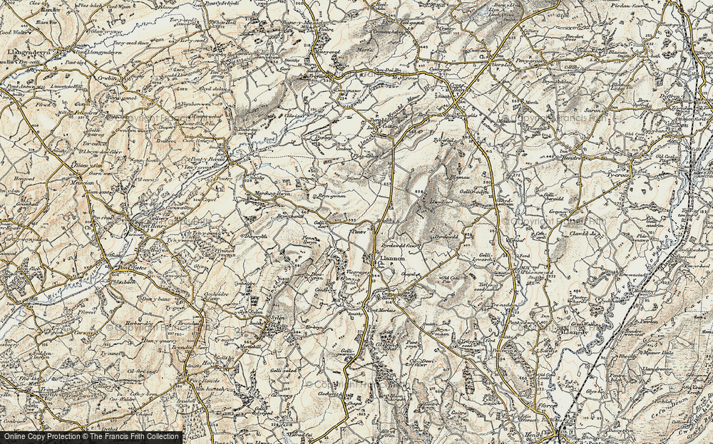 Old Map of Historic Map covering Bryn-gwenyn in 1900-1901