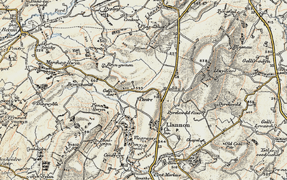 Old map of Bryn-gwenyn in 1900-1901