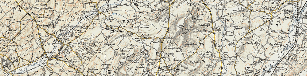 Old map of Bryndu in 1900-1901