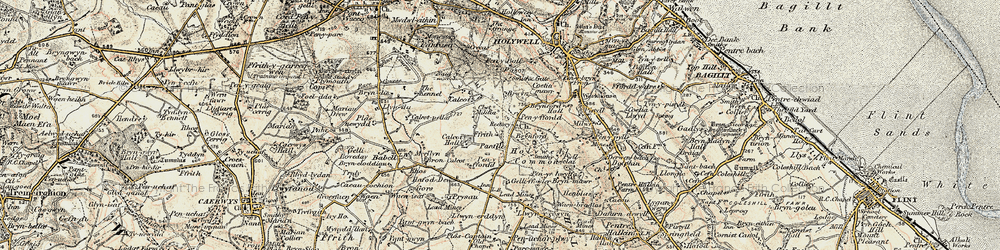 Old map of Brynford in 1902-1903
