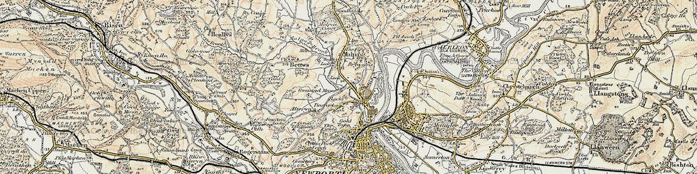 Old map of Brynglas in 1899-1900