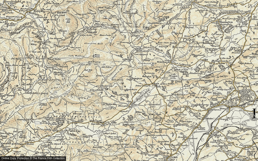 Old Map of Historic Map covering Bryngwyn Hill in 1900-1902