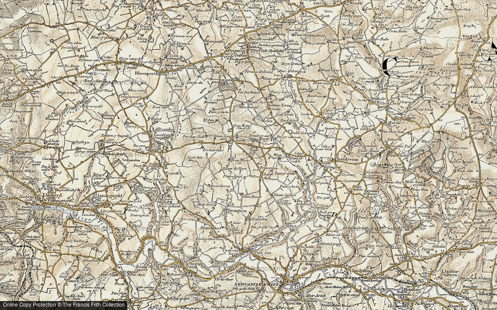 Old Map of Historic Map covering Bronwion in 1901