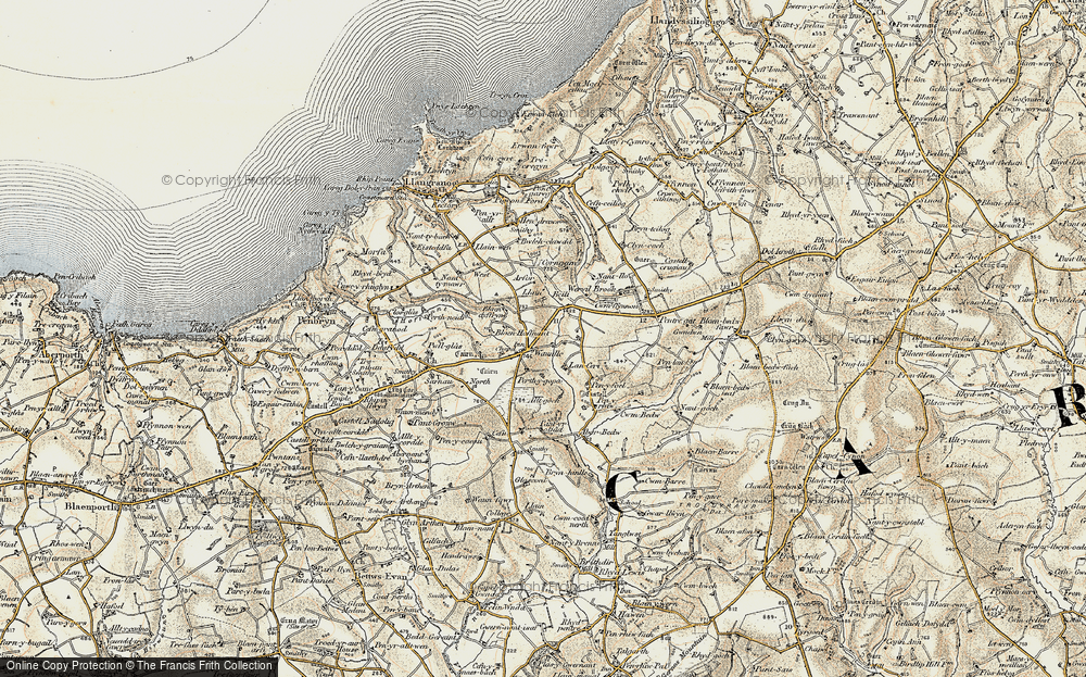 Old Map of Historic Map covering Arfor Fawr in 1901