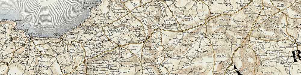 Old map of Brynhoffnant in 1901