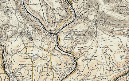 Old map of Brynithel in 1899-1900