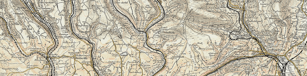 Old map of Brynithel in 1899-1900