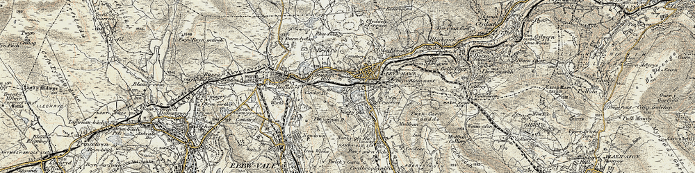 Old map of Brynmawr in 1899-1900