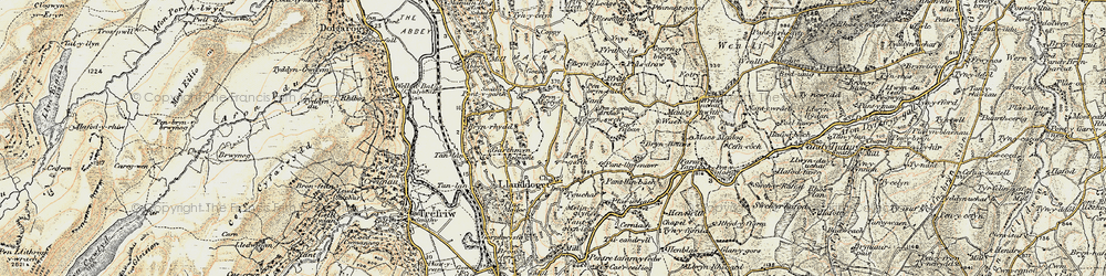 Old map of Tuhwnt i' Ffawnog in 1902-1903