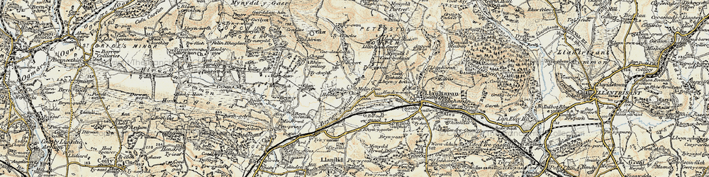 Old map of Brynna in 1899-1900