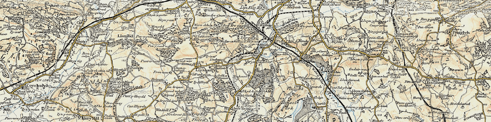 Old map of Brynsadler in 1899-1900