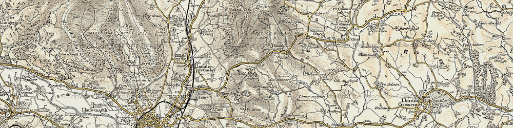 Old map of Ysgyryd Fawr in 1899-1900