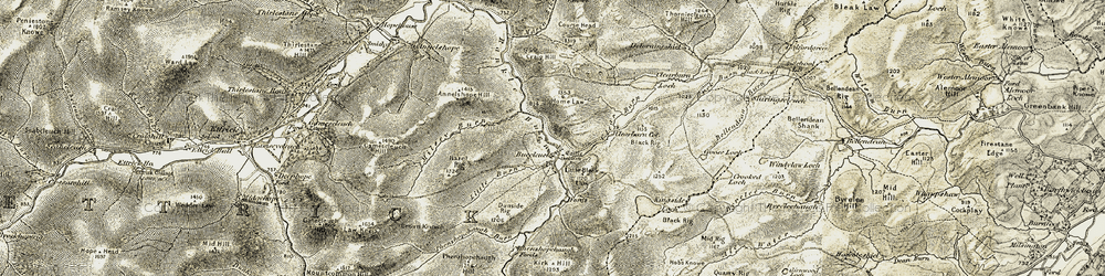 Old map of Bellendean Burn in 1901-1904