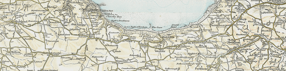 Old map of Bitworthy in 1900