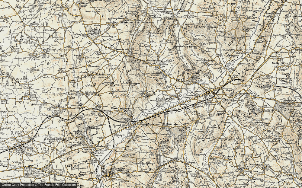 Old Map of Historic Map covering Buckerell Knap in 1898-1900